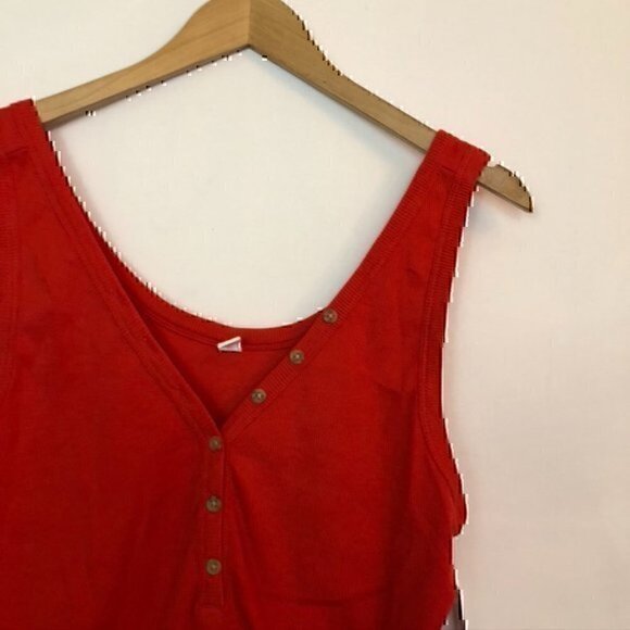 NEW BP NORDSTROM Plus Size Henley Tank Bodysuit Red Ribbed Sleeveless Cotton 1X - Picture 5 of 10